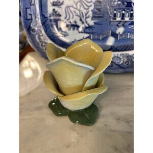 Vintage Bloom Rite Clay Ceramic Open Flower Petals Votive Holder Planter 4.5”